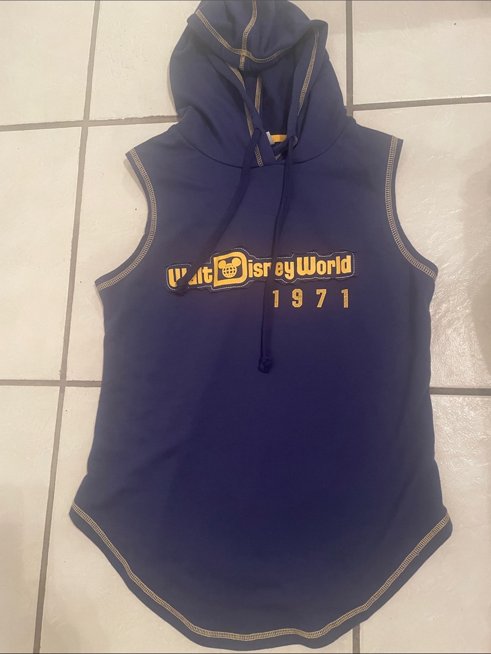Disney Navy and Yellow Sleeveless Hooded Top for Kids